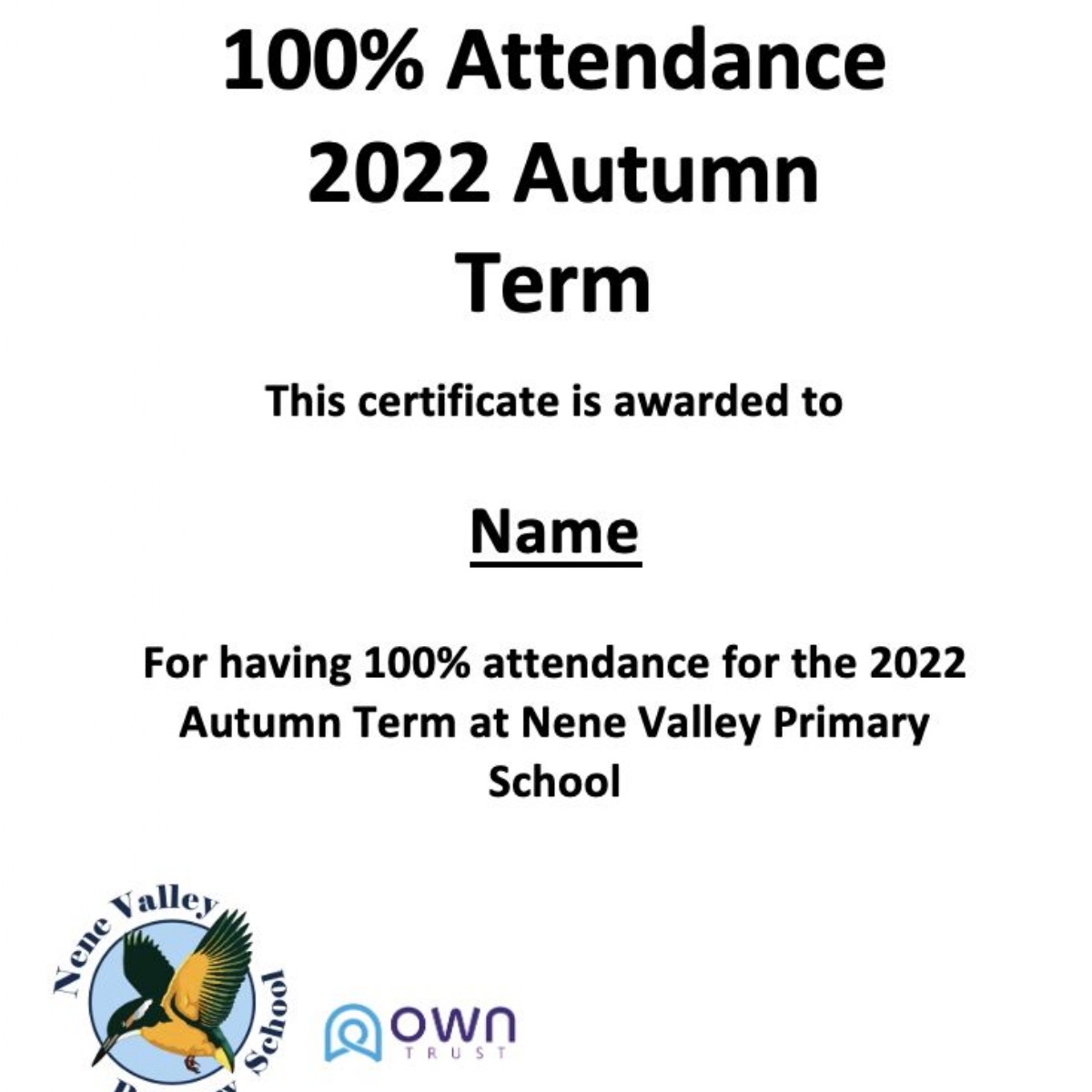 Nene valley primary school 100 attendance